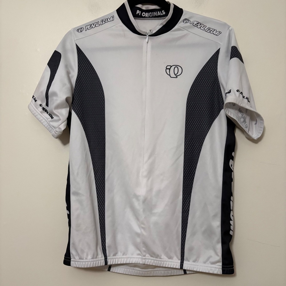 Pearl‎ Izumi PI Originals Mens Cycling Jersey White Black Short Sleeve Medium